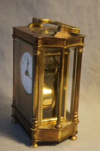 Franse koperen reisklok voor reparatie, ca.1900 - Glas, Keramiek, Messing - circa 1900