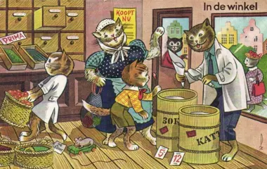 Aangeklede Katten/ Poezen - Getekend en Gefotografeerd- veel surrealistische voorstellingen, - Ansichtkaarten (Collectie van 68) - 1920-1960