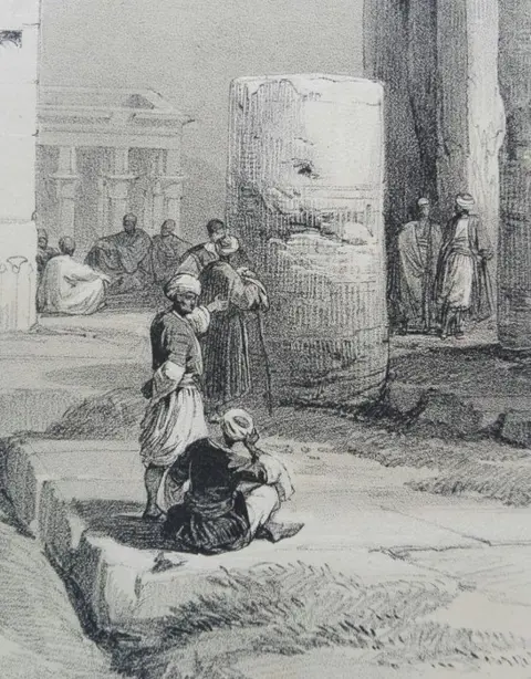 Egypte, Nubië, Ruins of a Temple on the Island of Bigge, Nubia; David Roberts (1796- 1864) - 1847
