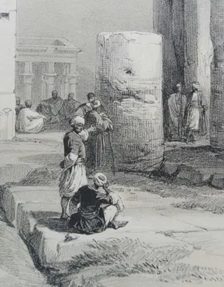 Egypte, Nubië, Ruins of a Temple on the Island of Bigge, Nubia; David Roberts (1796- 1864) - 1847