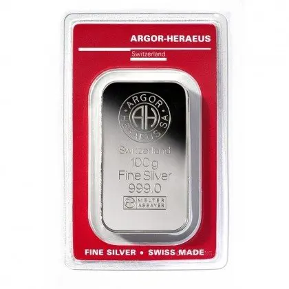 100 gram - Zilver .999 - Argor, Heraeus, -NO RESERVE PRICE - Verzegeld en met certificaat