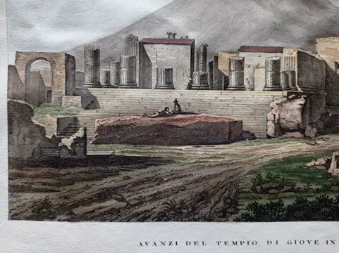 Italië, Campania, Pompei, Vesuvio; Zuccagni Orlandini - Avanzi del Tempio di Giove in Pomepei - 1821-1850