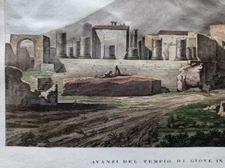 Italië, Campania, Pompei, Vesuvio; Zuccagni Orlandini - Avanzi del Tempio di Giove in Pomepei - 1821-1850