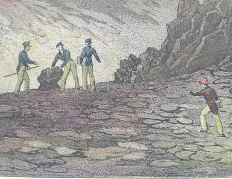 Spanje, Tenerife, Ravins volcans, et montagne de cendre (Ille de l'Ascension); Louis De Sainson - Sainte Croix de Ténériffe - 1821-1850