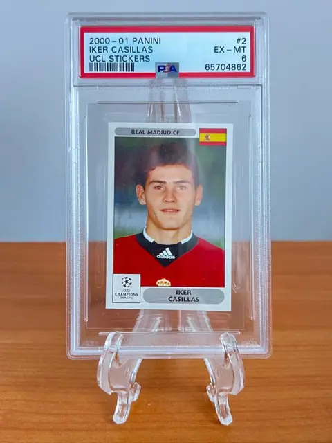 2000/01 Panini UCL Stickers - #2 - Iker Casillas - Real Madrid - UCL Rookie Sticker - PSA 6