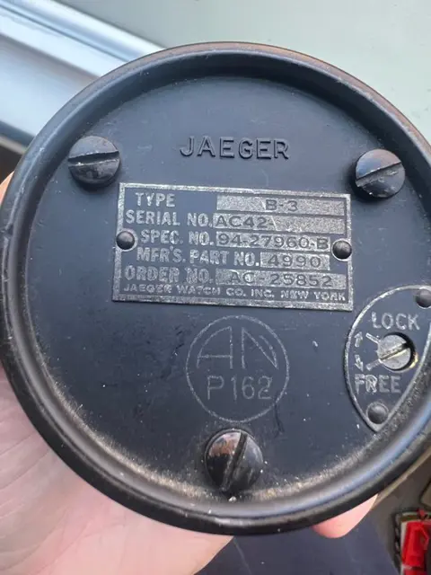 Verenigde Staten van Amerika - Beautiful Rare WW2 USAAF Jaeger G-Meter / Accelerometer Type B-3 - B-17 Flying Fortress Bomber and other bomber aircraft - 1942