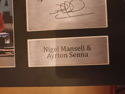 1991 F1 - Nigel Mansell/Ayrton Senna - Silverstone GP photo - Hand signed