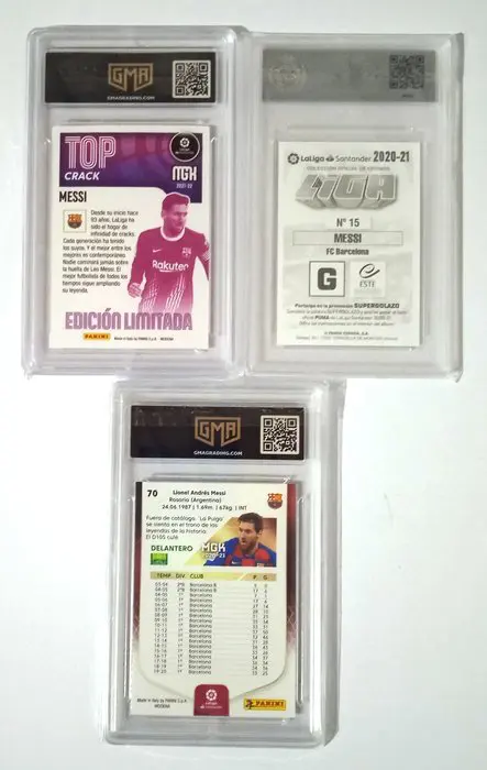 2020 to 2022 Panini Megacracks, La Liga - Lionel Messi - Lot of 3 graded cards
