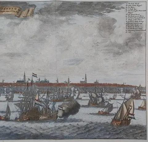 Nederland, Amsterdam; J. Wagenaar / i. Tirion - Amsterdam van de Waterkant van ´t Y te Sien - 1760