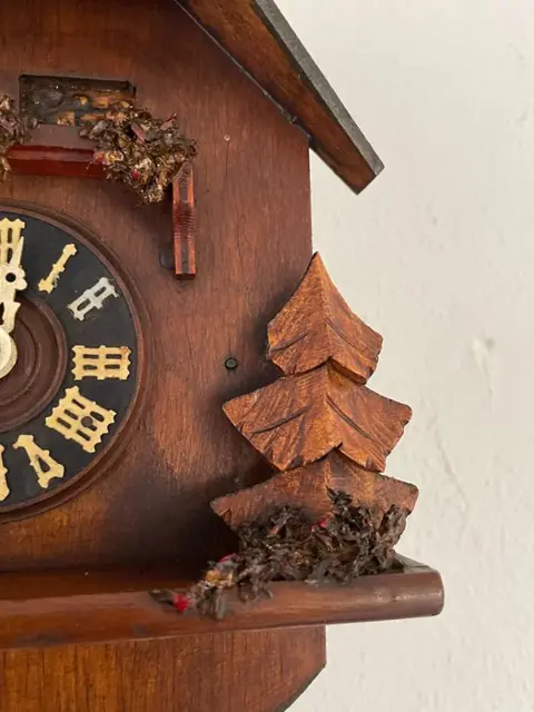 Zeer oud zeldzaam schommel klokje met muziek (Ges. Gesch ) - Hout - Midden 20e eeuw