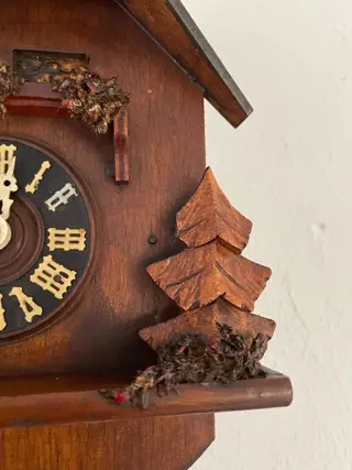Zeer oud zeldzaam schommel klokje met muziek (Ges. Gesch ) - Hout - Midden 20e eeuw