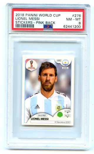 2018 Panini World Cup Stickers #276 Lionel Messi - Pink Back - PSA 8