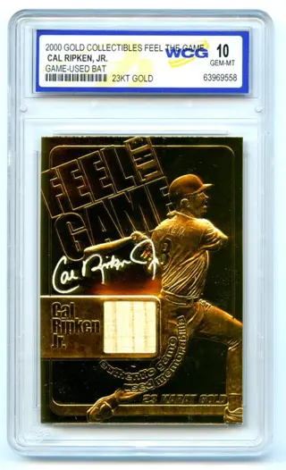 2000 Gold Collectibles Feel The Game - Cal Ripken Jr. - Game Used Bat - 23KT Gold - WCG 10