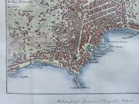 Italië, Campania, Napoli; F. Artaria - Pianta della Città di Napoli; Plan de la Ville de Naples - 1821-1850