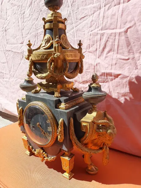 Schoorsteenklok - Phillipe H. Mourey - Marmer, Verguld brons - Ongeveer 1870