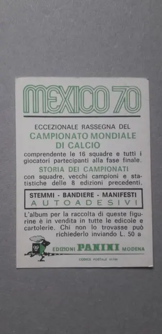 1970 Panini Mexico 70 World Cup - Pelé - Italian edition