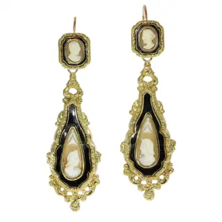 19th-Century Victorian Cameo Earrings  Mythology and Femininity in Gold