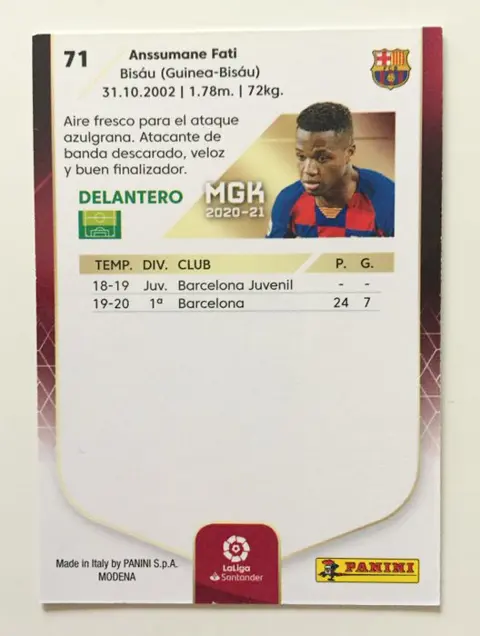 2020/21 Panini Megacracks - Lot van 10 kaarten van Ansu Fati FC Barcelona