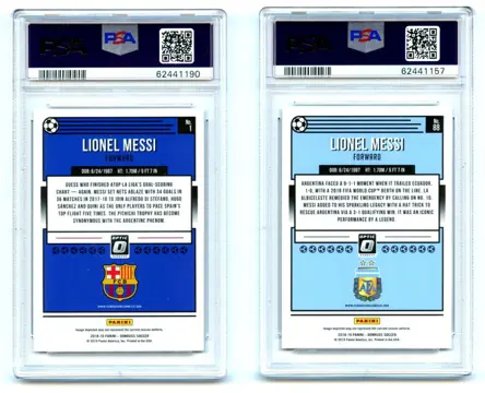2018 Panini Donruss Optic Lionel Messi - Lot of 2 cards - FC Barcelona & Argentina - GOAT - PSA 9