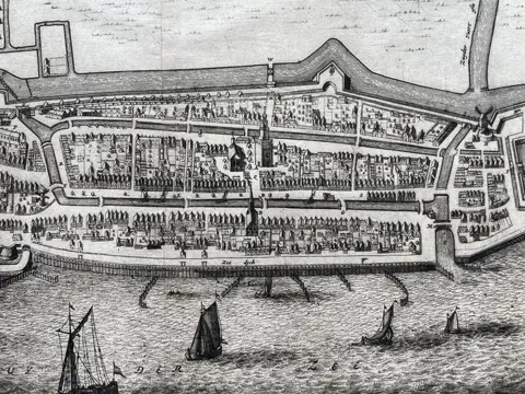 Nederland, Staveren, Friesland; B. Schotanus à Sterringa, naar S.A. Haackma en S. Gravius - Staveren - 1661-1680