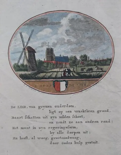 Nederland, Zuid-Holland, 6 dorpen; A.C. Brouwer / v Ollefen / Bakker - 6 kopergravure; De Lier, Wateringen, Buitensluis, Heerjansdam, Oude Tonge, Hoog- en Woud-Harnasch - 1793
