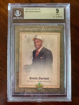 2007/08 Upper Deck Artifacts - #215 Kevin Durant - Rookie Card - BGS 9