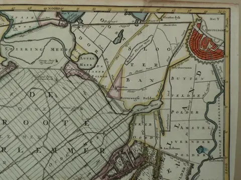 Nederland, Haarlemmermeer, Amsterdam, Schiphol; Isaac Trion - Nauwkeurige kaart van de Haarlemmer of Leidsemeer - 1721-1750