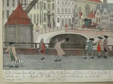Nederland, Utrecht; Georg Matthäus Probst / Georg Balthasar Probst - De Kraan, het Stadt-Huys en de St. Maartens of Doms Kerk te Utrecht - 1721-1750