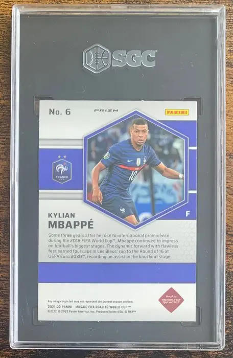 2021-22 Panini Mosaic Road to World Cup #6 Kylian Mbappé - Red Prizm - SGC 10