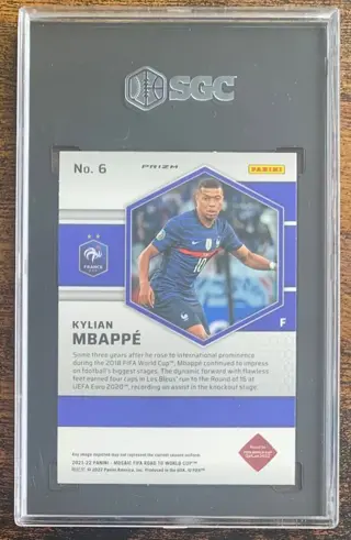 2021-22 Panini Mosaic Road to World Cup #6 Kylian Mbappé - Red Prizm - SGC 10