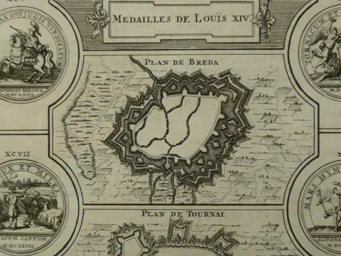 Nederland, Breda, Kasteel van Breda.; M. Merian - Friedens Handlung zu Breda, geschlossen auff den 31 julij (...) 1667 - 1651-1660
