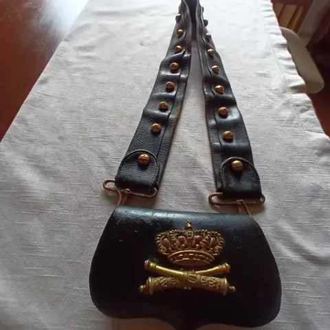 Nederland - Artillerie - Ned. Giberne - Bandelier met patroontasje - Bereden Artillerie 19e Eeuw - Officiersuniform -