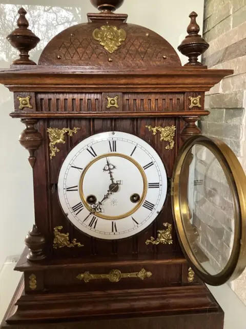 Junghans wekker pendule antiek kasteel - Junghans - Glas, Hout, Messing - jaren 1925