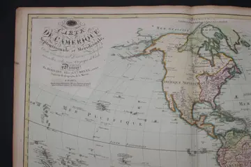 Amerika, Carte de l'Amérique septentrionale et méridionale en 1795; Hérisson - Les découvertes les plus nouvelles et les trois voyages de Cook - 1781-1800