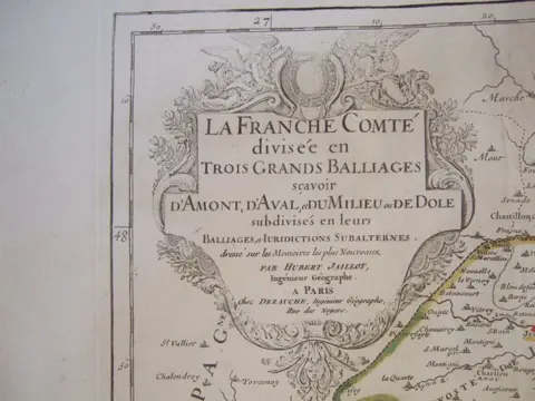 Frankrijk, Franche Comte, Saone Doubs Jura, Switzerland; Jaillot - La Franche Comté divisée en Trois Grad Balliages - 1781-1800