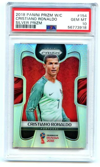 2018 Panini Prizm World Cup #154 Cristiano Ronaldo - Silver Prizm - PSA 10