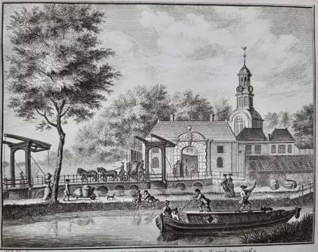 Nederland, Leiden, poorten; A Delfos / F van Mieris - De Heere Poort te Leyden, 1762. De Mare Poort. ... - 1763