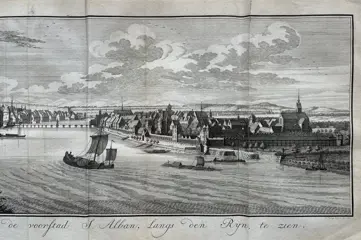 Zwitserland, Basel; C. Philips / E. Buchel - De Stad Bazel van de voorstad S. Alban, langs den Rijn, te zien - 1751-1760