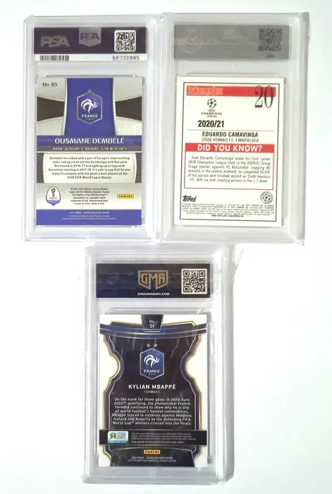 2018 to 2021 Panini, TOPPS - Mbappé - Dembelé - Camavinga - Lot of 3 graded cards - PSA 10