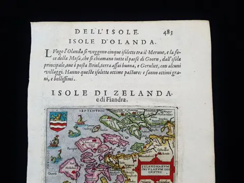 Nederland, Netherlands, Zeeland, Middelburg, Terneuzen; Giovanni Botero / Abraham Ortelius - Isole di Zelanda e di Fiandra / Zelandicarum Insularum Descriptio - 1581-1600