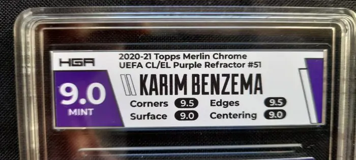 2020/21 Topps Merlin Chrome UEFA #51 Karim Benzema - Purple Refractor - HGA 9