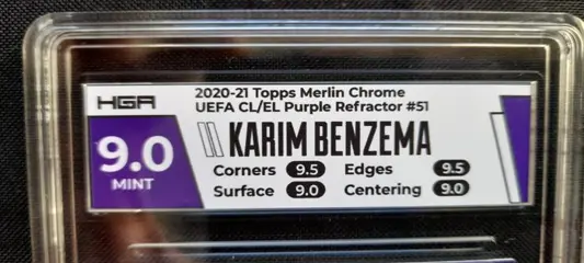 2020/21 Topps Merlin Chrome UEFA #51 Karim Benzema - Purple Refractor - HGA 9