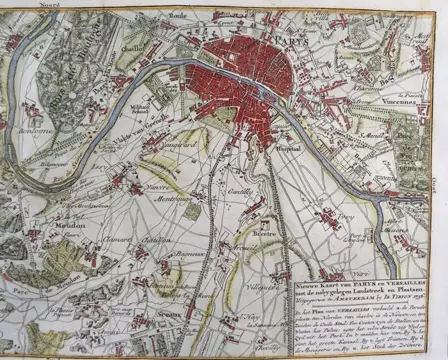 Frankrijk, Paris, Versailles; Isaak Tirion - Nieuwe kaart van Parys en Versailles met de nabygelegen Landstreek en Plaatsen (…) - 1751-1760