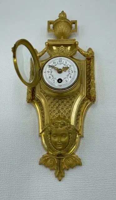 French Cartel wall clock - Brons, Emaille, Glas - Tweede helft 19e eeuw