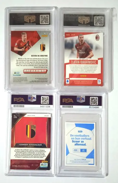 2009 to 2020 Panini - De Bruyne/Ibrahimovic/Dendoncker/Suarez - Lot of 4 graded cards - PSA/GMA
