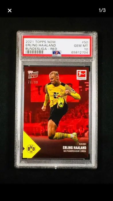 2021 TOPPS Now Bundesliga - #50 Erling Haaland - Red Parallel - PSA 10