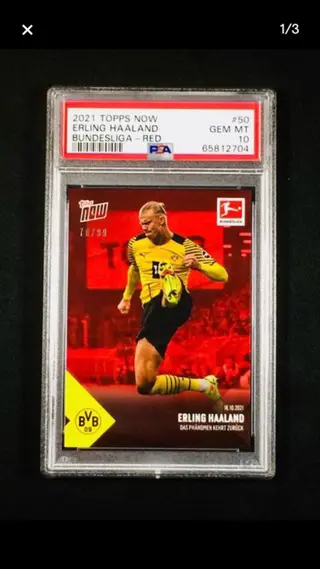 2021 TOPPS Now Bundesliga - #50 Erling Haaland - Red Parallel - PSA 10