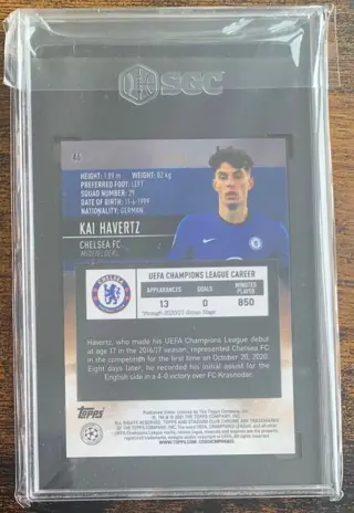 2020/21 Topps Stadium Club Chrome UEFA #46 Kai Havertz - Green Refractor /99 - SGC 10