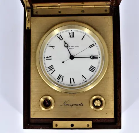Patek Philippe Naviquartz scheepschronometer REF. 1215 - mahoniehout, messing - ongeveer 1970