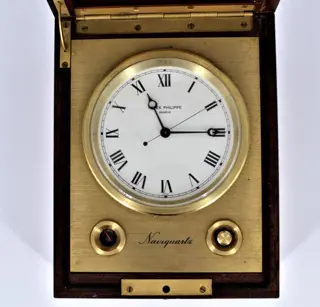 Patek Philippe Naviquartz scheepschronometer REF. 1215 - mahoniehout, messing - ongeveer 1970